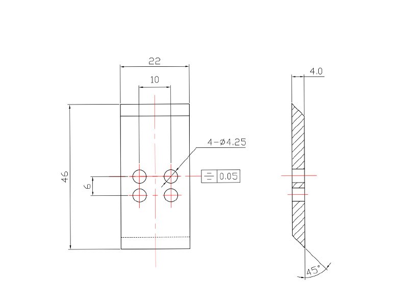 Pelletizing blade technical drawing